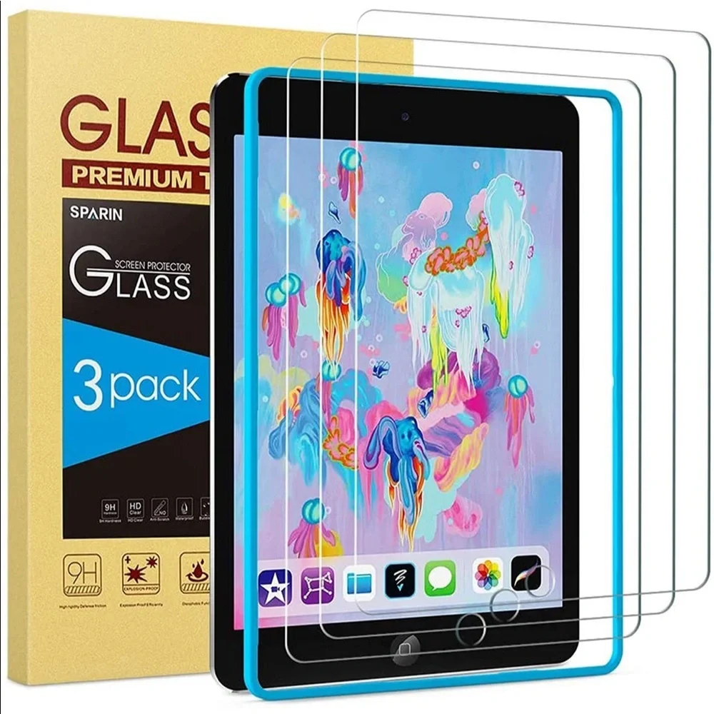 SPARIN 3 Pack Glass Screen Protector Compatible w/ iPad 9.7 inch/iPad Pro 9.7